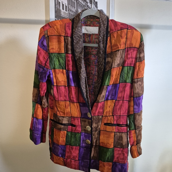 Vibrant Patchwork Women's Blazer - Picture 1 of 6